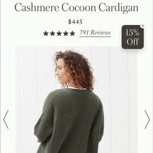 Jenni Kayne Cashmere Cocoon Cardigan, Moss size small NWT